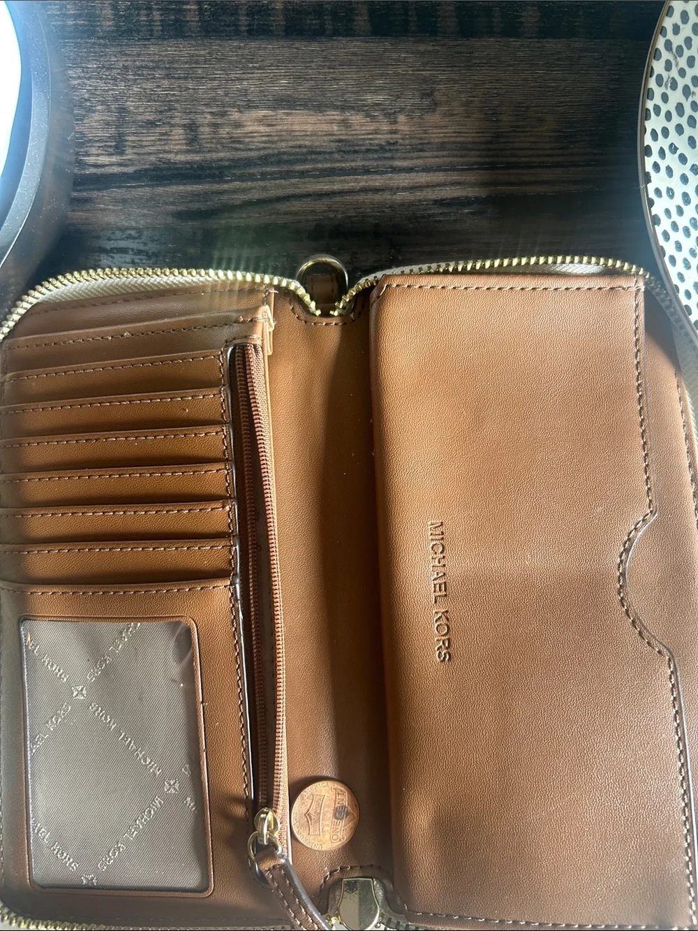 Michael Kors Metallic Silver Zip Wallet
